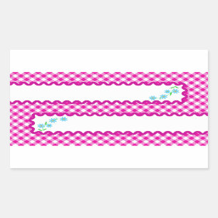 Rectangulaire Sticker en En vichy rose et Arrière - plan à fleur