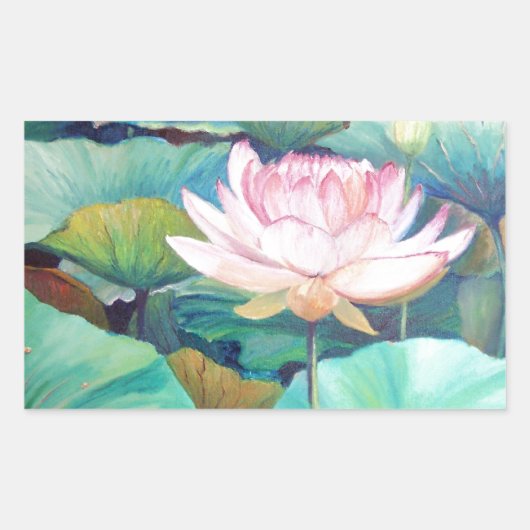 Rectangulaire Sticker en fleurs de lotus rose (Devant)