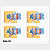 Rectangulaire sticker en or de Noël rectangle Snowman batteur. (Feuille)