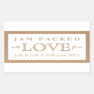 Rectangulaire Sticker en papier Kraft Blanc Mariage Favor Jam Ja
