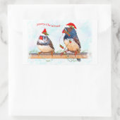 Rectangulaire Sticker Festive Finches (Sac)
