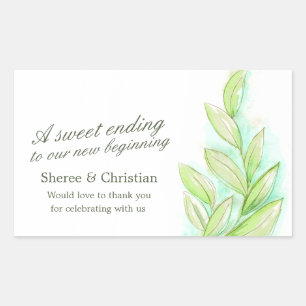 Rectangulaire sticker feuille vert printemps art mariage bonbon