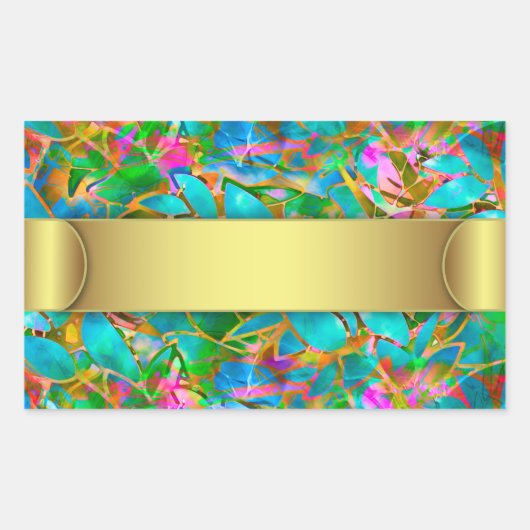 Rectangulaire Sticker Floral Abstrait Verre (Devant)