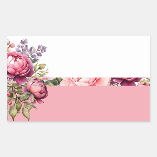 Rectangulaire Sticker floral Cottage rose (Devant)