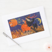 Rectangulaire Sticker Halloween vintage | Chat de sorcière (Enveloppe)