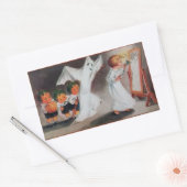 Rectangulaire Sticker Halloween vintage fille avec bougie (Enveloppe)