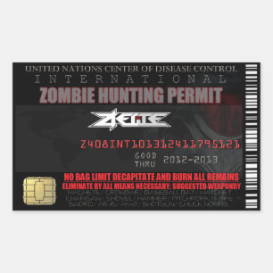 Rectangulaire Sticker international pour permis de chasse zombie