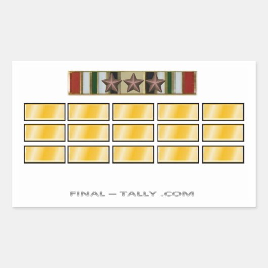 Rectangulaire Sticker Iraq 15 mois avec 3 Star de campagne (Devant)