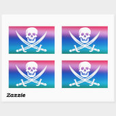 Rectangulaire Sticker Jolly roger pirate arc-en-ciel (Feuille)