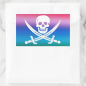 Rectangulaire Sticker Jolly roger pirate arc-en-ciel (Sac)