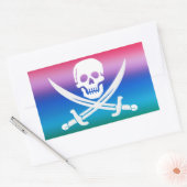 Rectangulaire Sticker Jolly roger pirate arc-en-ciel (Enveloppe)