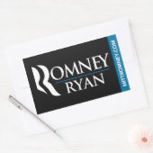 Rectangulaire Sticker Logo Romney Ryan Noir (Enveloppe)