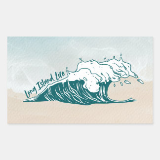 Rectangulaire Sticker Long Island Life Wave Beach