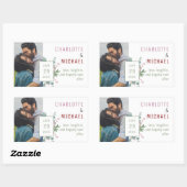 Rectangulaire Sticker Mariage aux Berries rouges et Eucalyptus (Feuille)