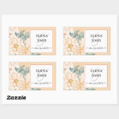 Rectangulaire Sticker Mariage Dahlias Marmalade (Feuille)
