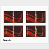 Rectangulaire Sticker Mariage en soie rouge or (Feuille)