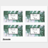 Rectangulaire Sticker Mariage Pale Green Palm Merci (Feuille)