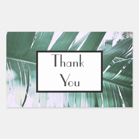 Rectangulaire Sticker Mariage Pale Green Palm Merci (Devant)