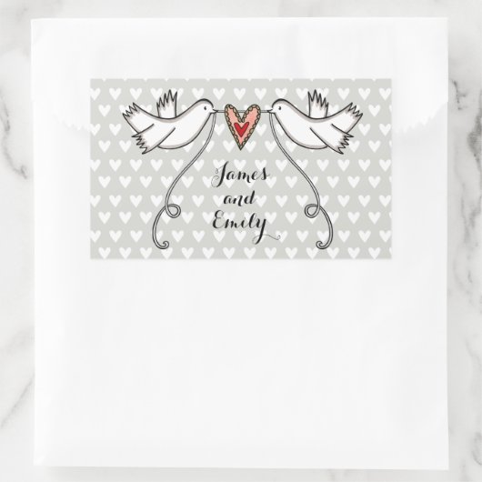 Rectangulaire Sticker Mariage pour colombes blanches personnalis (Sac)