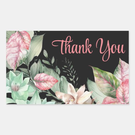 Rectangulaire Sticker Merci Floral Art (Devant)