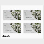 Rectangulaire Sticker Merci Mariage de bouquet de Roses blanches (Feuille)