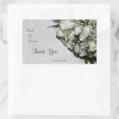 Rectangulaire Sticker Merci Mariage de bouquet de Roses blanches (Sac)