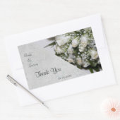 Rectangulaire Sticker Merci Mariage de bouquet de Roses blanches (Enveloppe)