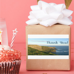 Rectangulaire Sticker Merci photo Blue Sea Cliffs et Sky