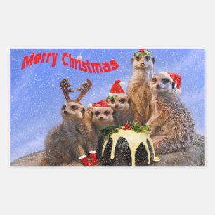 Rectangulaire Sticker Merry Meerkats
