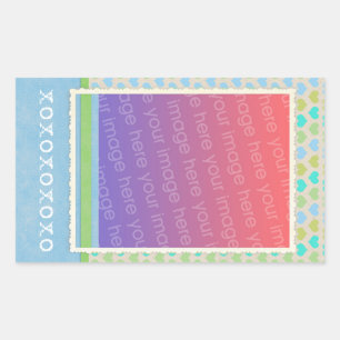 Rectangulaire Sticker Modèle photo Motif Blue Green Heart