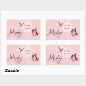 Rectangulaire Sticker Modèle photo Papillon rose (Feuille)