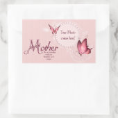 Rectangulaire Sticker Modèle photo Papillon rose (Sac)