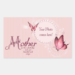 Rectangulaire Sticker Modèle photo Papillon rose