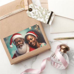 Rectangulaire Sticker Mr & Mrs Claus