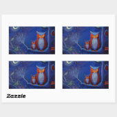 Rectangulaire Sticker Owl Art "The Forest At Night" (Feuille)