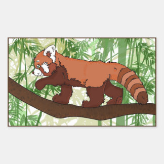 Rectangulaire Sticker Panda Rouge