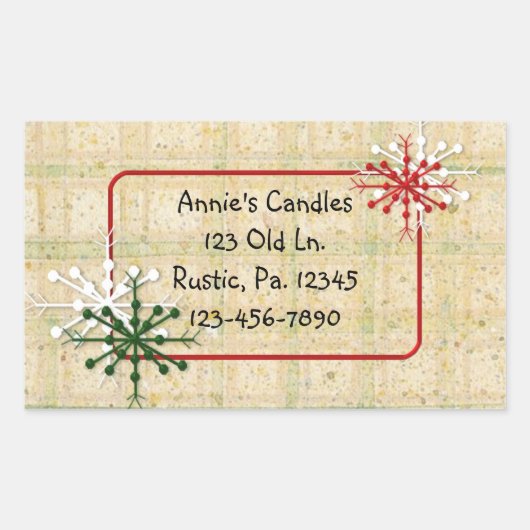 Rectangulaire Sticker personnalisé pour les flocons de neige (Devant)