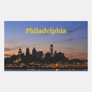 Rectangulaire Sticker Philadelphia Twilight Skyline