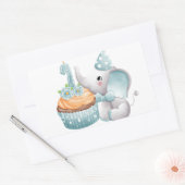 Rectangulaire Sticker pour bébé éléphant premier anniversaire bl (Enveloppe)