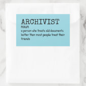 Rectangulaire Sticker pour Humour de définition archiviste (Sac)