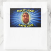 Rectangulaire Sticker pour miniature Geek de jeu vidéo fou (Sac)