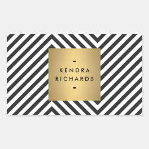 Rectangulaire Sticker pour nom or Motif noir et blanc rétro