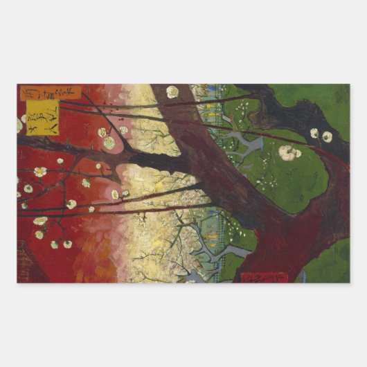 Rectangulaire Sticker pour prune à fleurs (Devant)