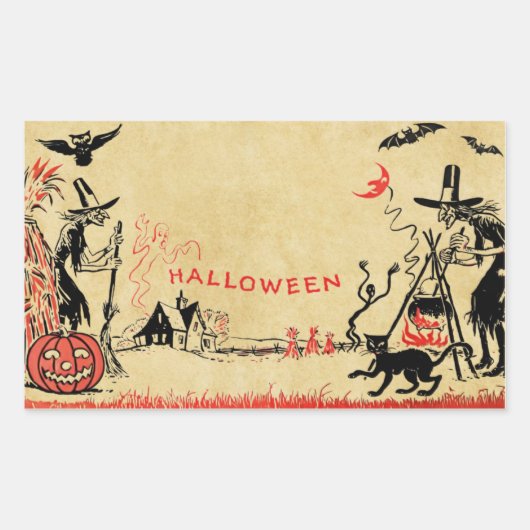 Rectangulaire Sticker pour sorcières d'Halloween (Devant)