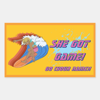 Rectangulaire Sticker pour surfer féminin personnalisé