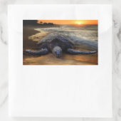 Rectangulaire Sticker pour tortue de mer coucher du soleil (Sac)