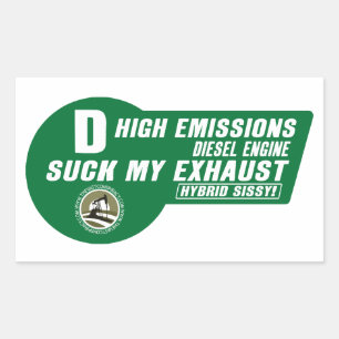 Rectangulaire Sticker pour VUS diesel (vert sur blanc) 4 pack