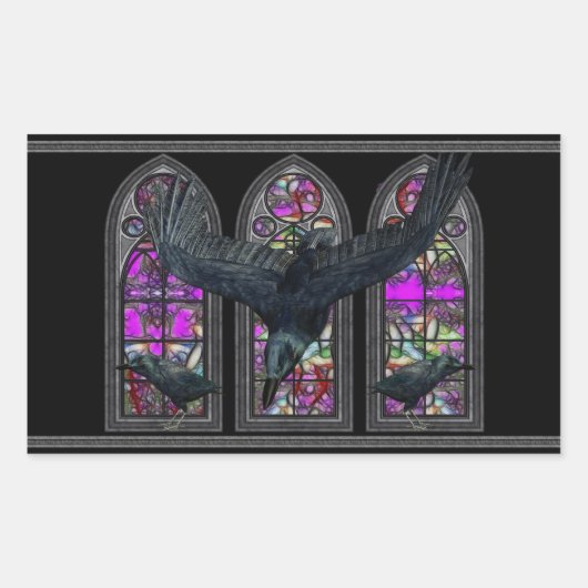 Rectangulaire Sticker Rectangle gothique Ravens (Devant)