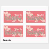Rectangulaire Sticker rectangle, Inspirationnel, Foi, corail (Feuille)