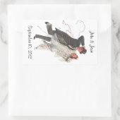 Rectangulaire Sticker Retro Mariage mariée Groom Happy Couple (Sac)